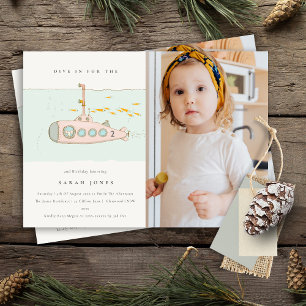 Onderzeese onderzeeër Foto Elke zondag uitnodigen Bedankkaart