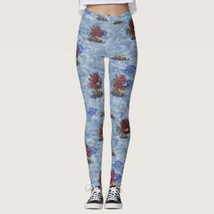 Onderzeese rode en roze koralen Herhaal afdrukken Leggings