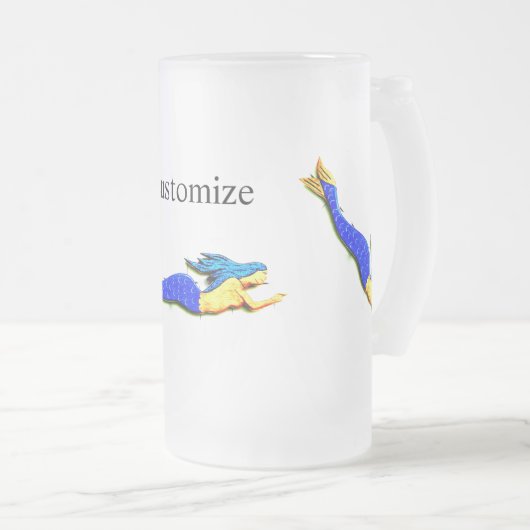 onderzeese zeemeermatten matglas bierpul (Voorkant rechts)