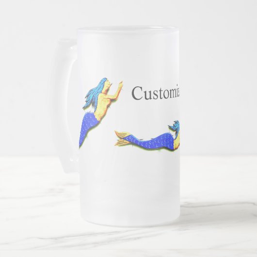 onderzeese zeemeermatten matglas bierpul (Voorkant links)