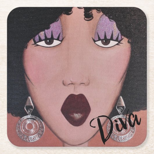 onderzetter "Black Beauty Diva" SQUARE PAPER (Voorkant)