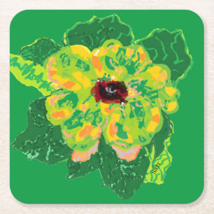 Onderzetter: Black Eyed Susan Vine Flower Vierkante Kartonnen Onderzetter
