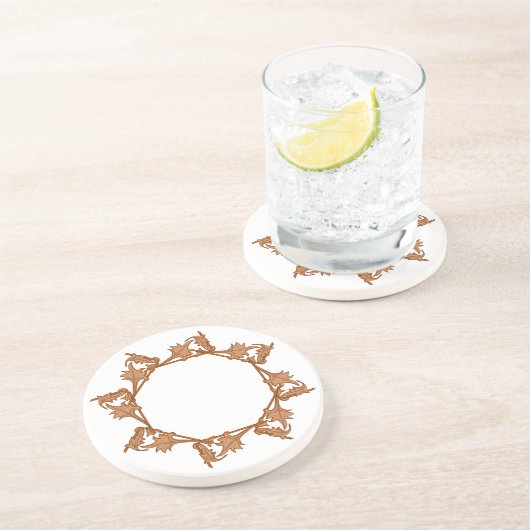 Onderzetter - bladeren in cirkel (octagon) (Zijkant)