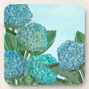 Onderzetter Blauw Hydrangea Square Paper