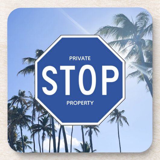 Onderzetter - Blauw stopteken - Set van 6 (Voorkant)