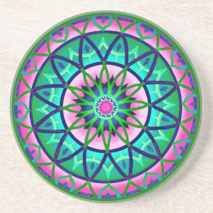 Onderzetter Circulaire Fantasy in roze en groen