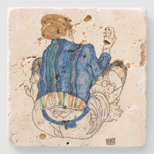 ONDERZETTER : EGON SCHIELE : SEATED VROUW (Voorkant)