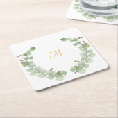 ONDERZETTER EUCALYPTUS GOLD SQUARE PAPIER (Schuin)