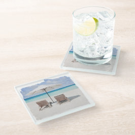 Onderzetter, glas - Beach Chairs Glazen Onderzetter
