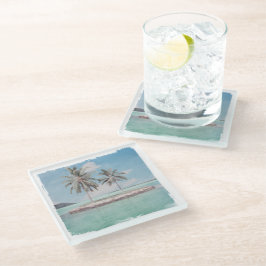 Onderzetter, glas - strand glazen onderzetter