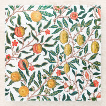ONDERZETTER GLASS : WILLIAM MORRIS : POMEGRANATEN