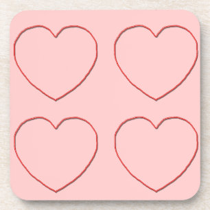 Onderzetter instellen - Wire omlijnd hart op roze