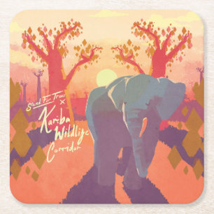 Onderzetter Kariba Wildlife Corridor Square Paper