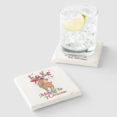 Onderzetter kerstmarmer, rendiertje (Zijkant)