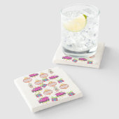 Onderzetter kerstmarmer, roze (Zijkant)