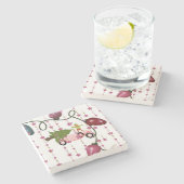 Onderzetter kerstmarmer, roze Elf (Zijkant)