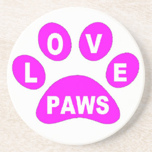 Onderzetter Love Paws on Paws roze