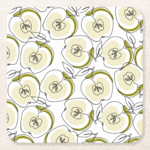 Onderzetter met appel getekend.