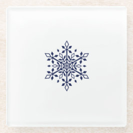 Onderzetter met een blauwe sneeuwvlok glazen onderzetter