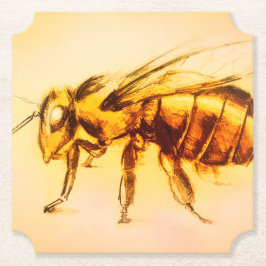 Onderzetter met gele bijen, realistische tekening