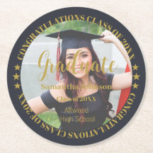 Onderzetter met Gold Photo Round Paper afstuderen