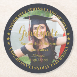 Onderzetter met Gold Photo Round Paper afstuderen
