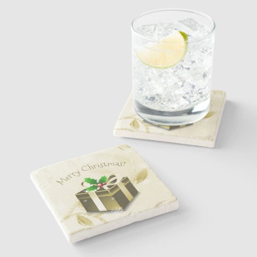 Onderzetter met gouden kerstcadeaus (Zijkant)