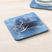 Onderzetter met kerstblauw lint (Linkerzijde)