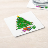 Onderzetter met kerstbomen (Schuin)