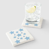 Onderzetter met kerstmarmer, blauwe sterren (Zijkant)