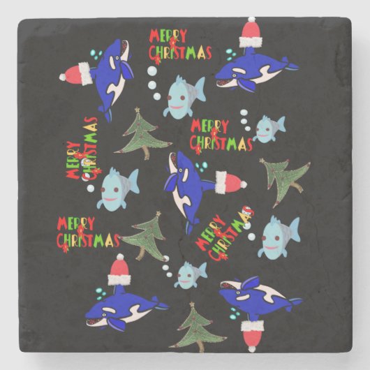 Onderzetter met kerstmarmer, haaienvis (Voorkant)