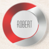 Onderzetter met metallisch rood en zilver (Voorkant)