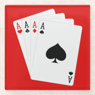Onderzetter met vier Aces-glas Glazen Onderzetter