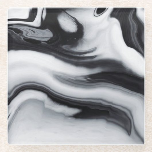 Onderzetter met zwart-wit en wit marmer (Voorkant)