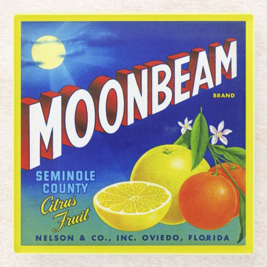 ONDERZETTER - Moonbeam Citrus - Produceer kratlabe Glazen Onderzetter (Voorkant)