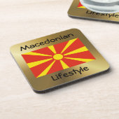 Onderzetter Noord-Macedonië vlag + tekst (Linkerzijde)