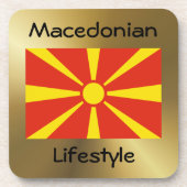 Onderzetter Noord-Macedonië vlag + tekst (Voorkant)