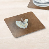 Onderzetter oplong hartschelp op tafel (Schuin)