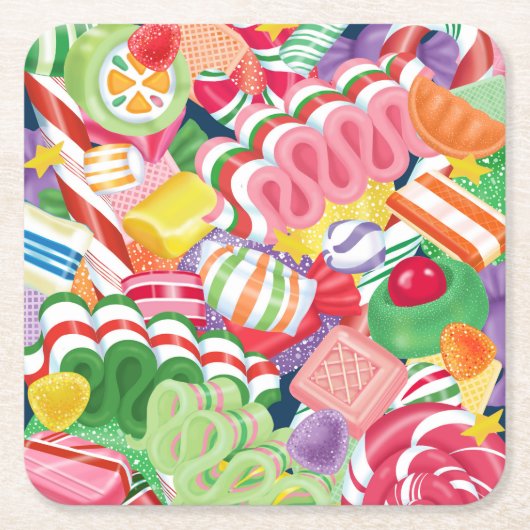 Onderzetter oud kerstcadeau met Snoep (Voorkant)