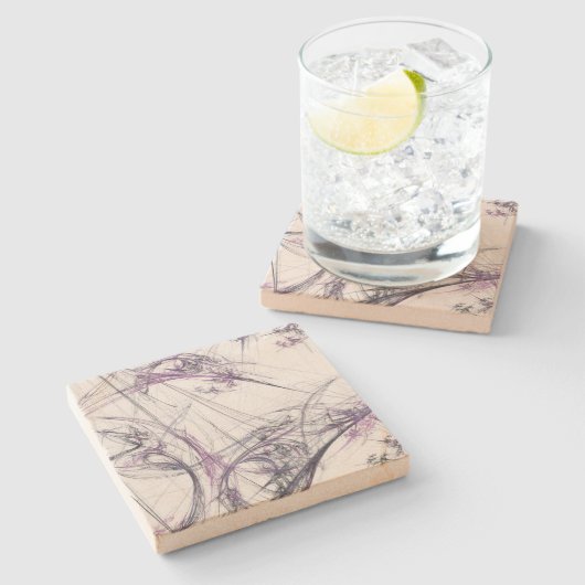 Onderzetter Paars en grijs Fractal Square (Zijkant)