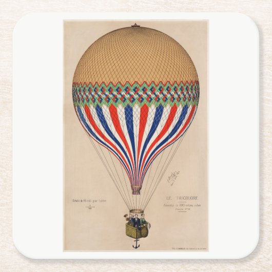 Onderzetter PAPIER :  FRANS HOT AIR BALLOON (Voorkant)