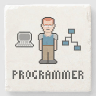 Onderzetter Pixel Programmer Marmer Stone
