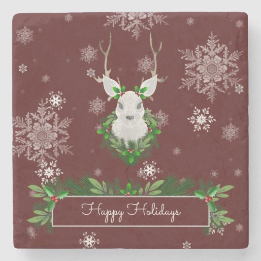 Onderzetter rode rendiersteen (Voorkant)