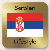 Onderzetter Servische vlag + tekst (Voorkant)