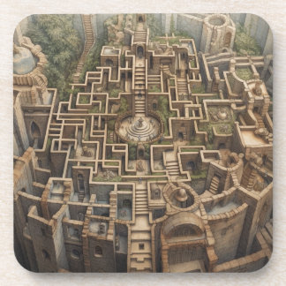 Onderzetter (set van 6) - LABYRINTH (sepia)