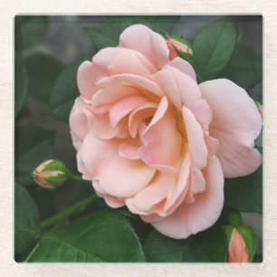 Onderzetter van Blush Roos Floral Glass