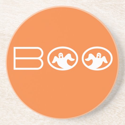 Onderzetter van Boo Halloween, Oranje en wit (Voorkant)