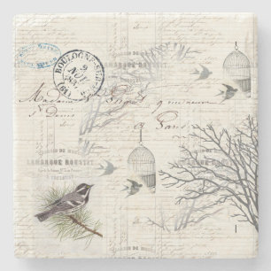 Onderzetter van de Franse Vintage Bird and Branch