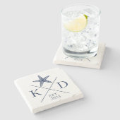 Onderzetter van de Monogram Starfish Navy Stone (Zijkant)