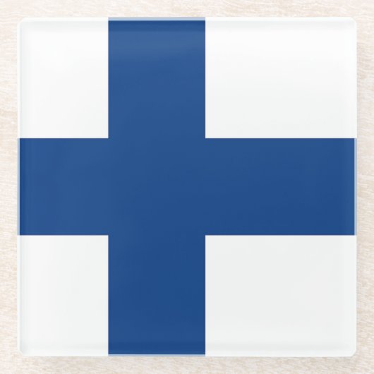 Onderzetter van glas met Finse vlag (Voorkant)